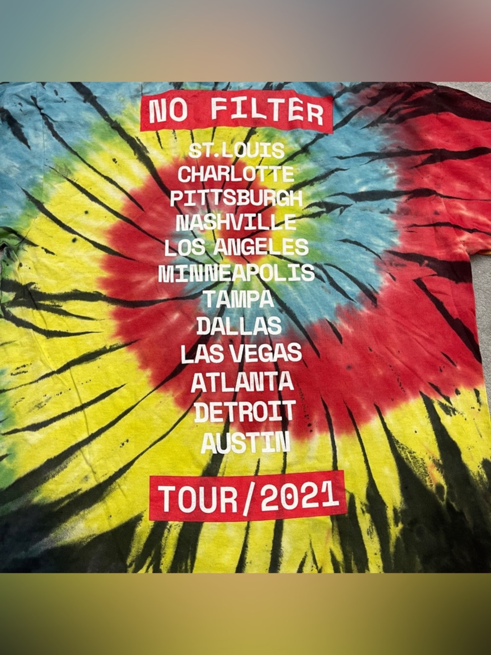 Rolling Stones Official No Filter Tour 2021 Tie Dye T Shirt Mens size Medium - Picture 6 of 7